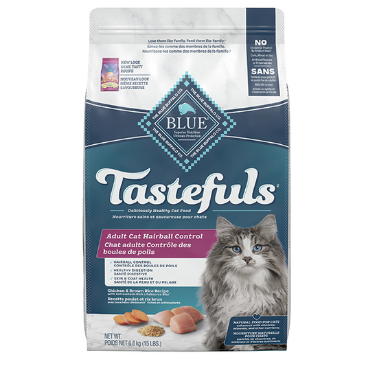 Blue Cat Tastefuls Adult Hairball Control Chk&BrRice 15 lb